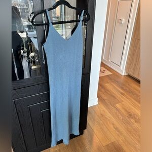 Dusty Blue knit maxi dress - form fitting